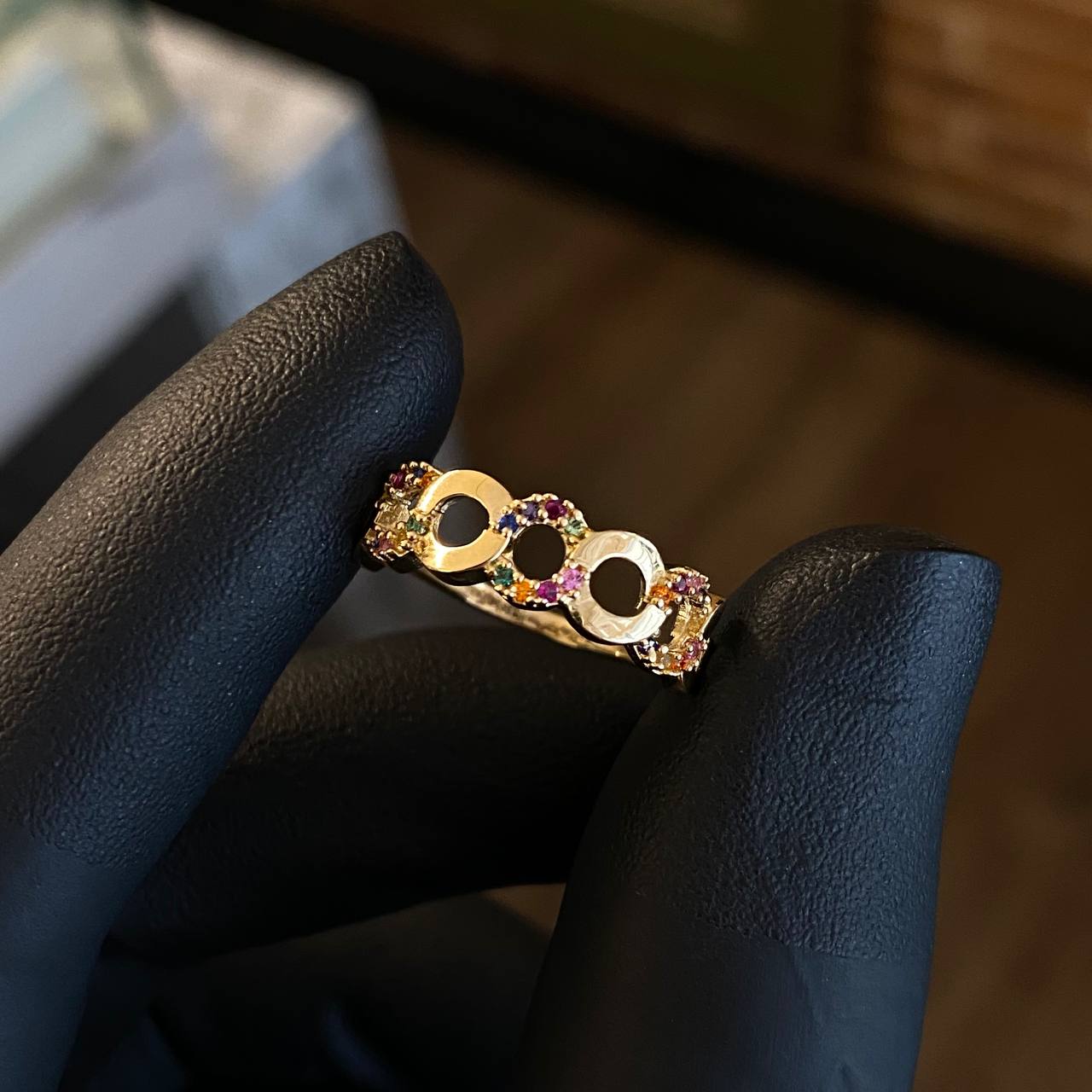Anillo Circulos  2.05gr T5 1/4 Circones Colores Oro Amarillo*