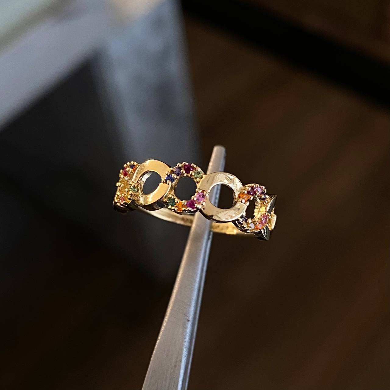 Anillo Circulos  2.05gr T5 1/4 Circones Colores Oro Amarillo*
