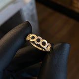 Anillo Circulos  2.1gr T5 3/4 Circones Blancos Oro Amarillo*