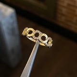 Anillo Circulos  2.1gr T5 3/4 Circones Blancos Oro Amarillo*