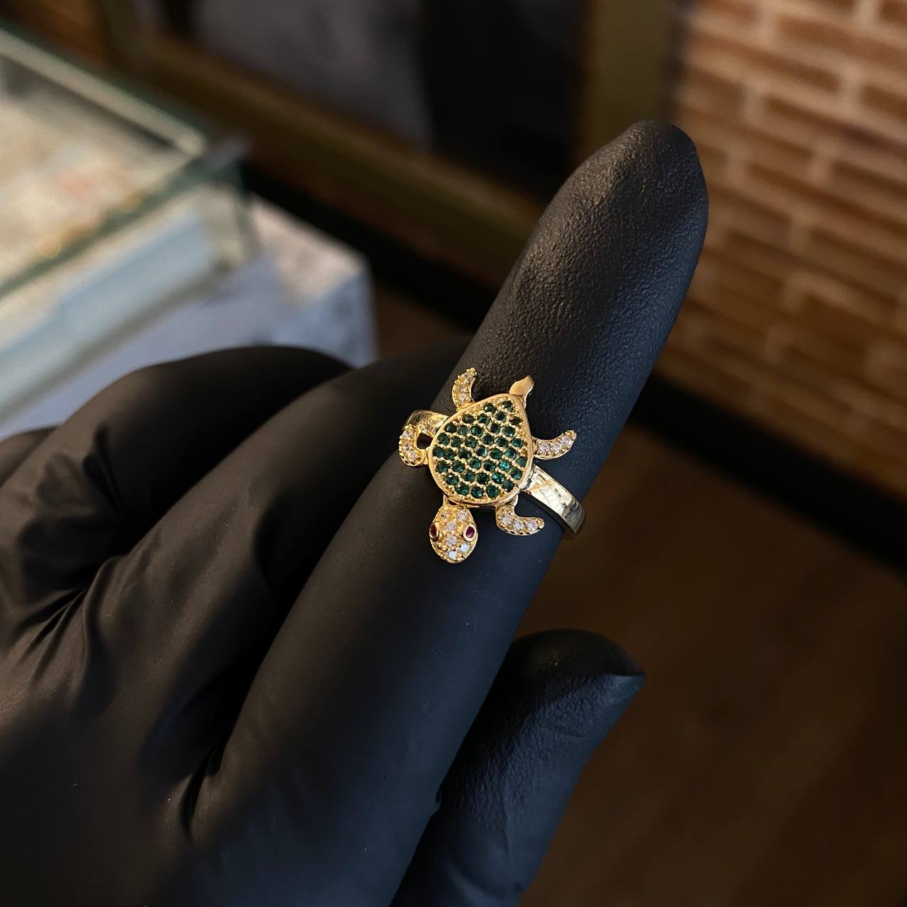 Anillo Tortuga Articulada 3.3gr T6 1/4 Circones Verdes Blancos Rojo Oro Amarillo*