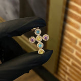 Dije Cruz 2.95gr / 3.3cm Circones Blancos Azules Amarillos Morados Oro Amarillo*