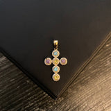 Dije Cruz 2.95gr / 3.3cm Circones Blancos Azules Amarillos Morados Oro Amarillo*