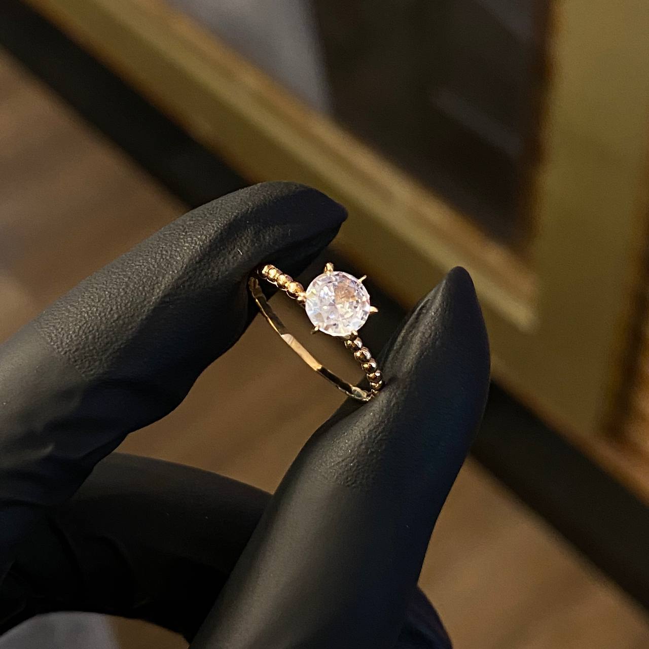 Solitario Oro 1.45gr / T6 1/4 Anillo Circon Blanco Oro amarillo