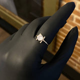 Solitario Piscis 1.45gr / T6 1/4 Anillo Circones Blancos Oro Rosa