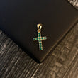 Dije Cruz 1.45gr / 2.3cm Circones Verdes Oro Amarillo