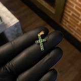 Dije Cruz 1.45gr / 2.3cm Circones Verdes Oro Amarillo