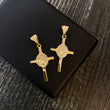Dije Cruz 2.65gr / 3.8cm Virgen de Guadalupe Circones Blancos Oro Amarillo