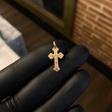 Dije Cristo Cruz Trinidad 0.9gr / 2.2cm Mate Oro Amarillo
