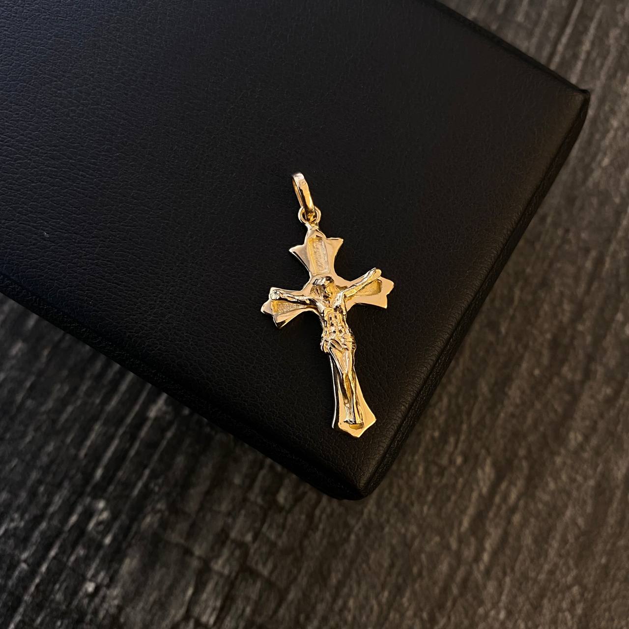 Dije Cristo Cruz Florenzada 3.25gr / 3.3cm Oro Amarillo