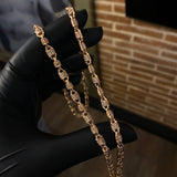 Cadena Rustica Granada 59.25gr / 65cm / 5mm Circones Blancos Oro Rosa
