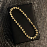 Tobillera Militar Luna 12.45gr / 22.5cm / 5mm Bolas Diamantadas Oro Amarillo Nac. Esp.