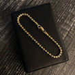 Pulso Militar Luna 6.15gr / 18cm / 3mm Bolas Diamantadas Oro Amarillo Nac. Esp.