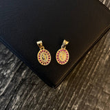 Dije Virgen Milagrosa 0.7gr / 1.5cm Circones Fucsias Oro Amarillo
