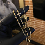 Cadena Tipo Denario Virgen de Guadalupe 6.3gr / 46cm / 3mm Bola Diamantada Oro Amarillo
