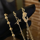 Cadena Tipo Denario Fe Virgen Maria 6.1gr / 46cm / 3mm Bola Diamantada Oro Amarillo