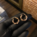 Candongas Trenzadas 2.4gr / 2cm Lisas Flor Punteadas Oro Rosa Demi