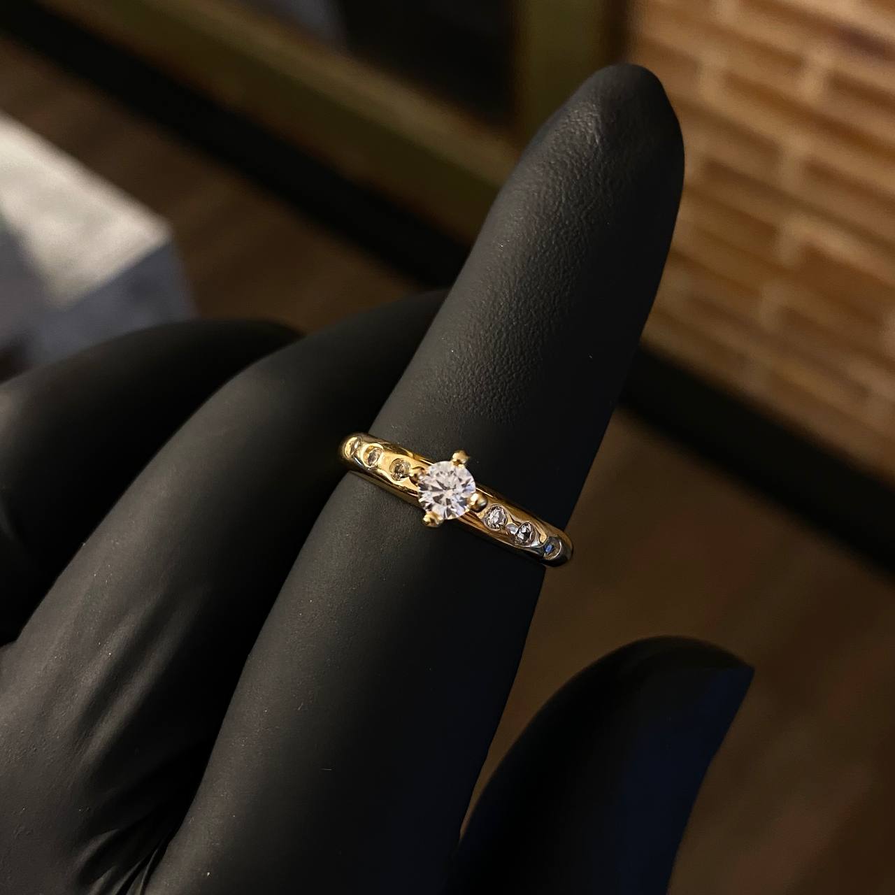 Solitario 2.6gr T7 Anillo Circon Circones Blancos Oro Amarillo