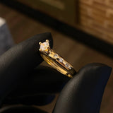 Solitario 2.6gr T7 Anillo Circon Circones Blancos Oro Amarillo
