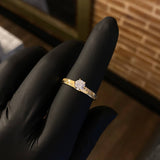 Solitario 2gr T8 1/4 Anillo Circones Blancos Oro Amarillo