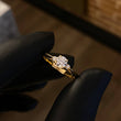 Solitario Flor 1.9gr T6 1/4 Anillo Circones Blancos Oro Amarillo