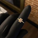 Solitario Rectangular 1.2gr T6 1/4 Anillo Circones Blancos Rosa Oro Amarillo