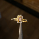 Solitario Rectangular 1.2gr T6 1/4 Anillo Circones Blancos Rosa Oro Amarillo
