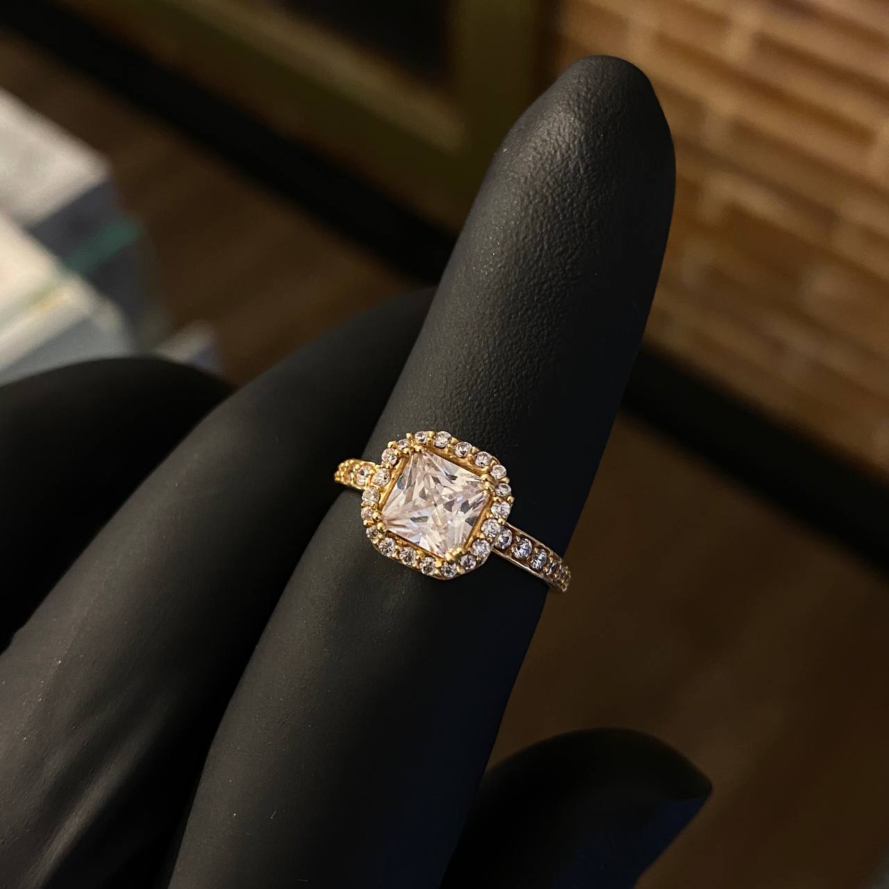 Solitario  2.95gr T6 1/4 Anillo Circones Circon Blancos Oro Amarillo