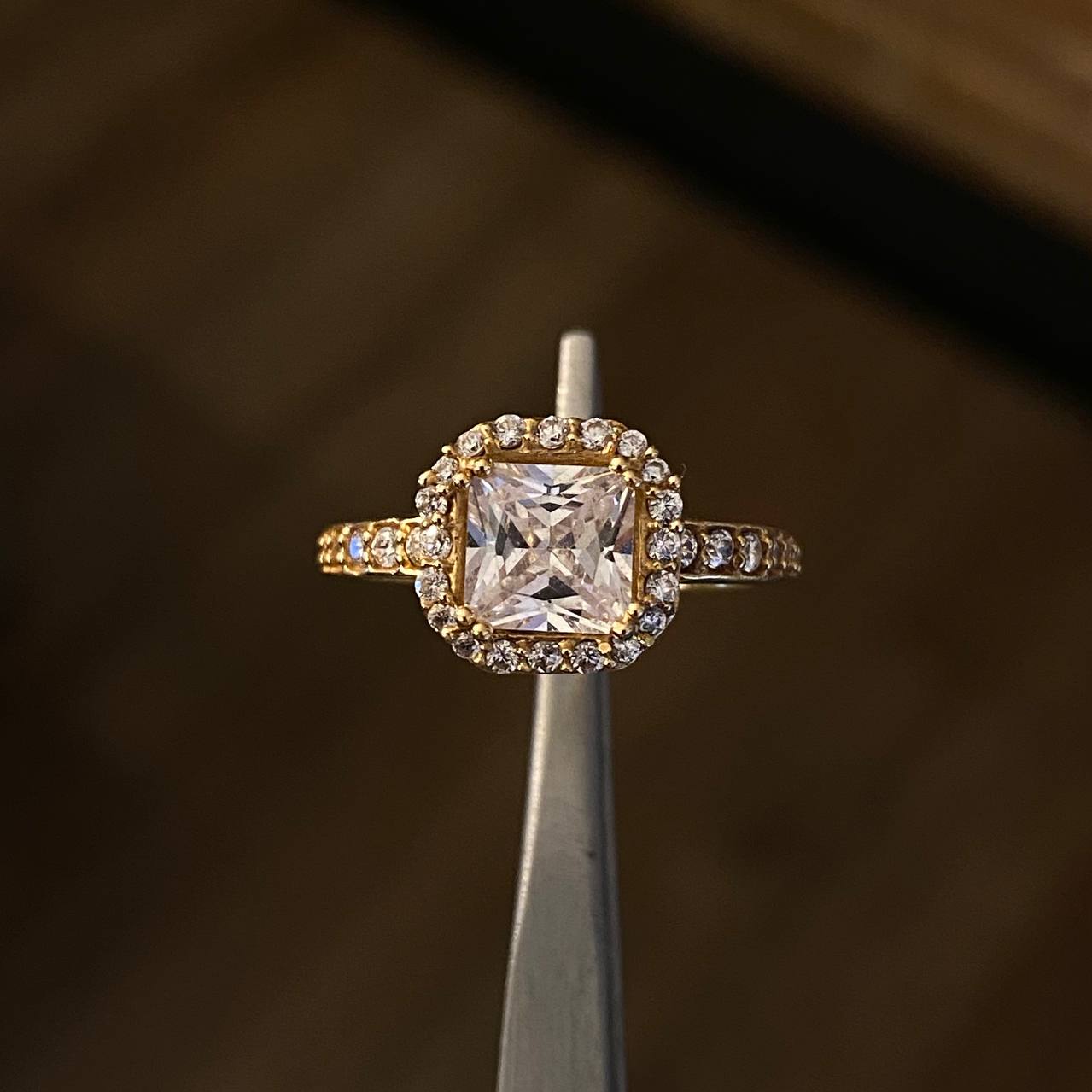 Solitario  2.95gr T6 1/4 Anillo Circones Circon Blancos Oro Amarillo