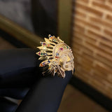Anillo Indio 11.1gr T9 1/2 Circones Blancos Oro Amarillo*