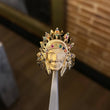Anillo Indio 11.1gr T9 1/2 Circones Blancos Oro Amarillo*