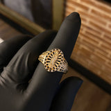 Anillo Virgen de Guadalupe 7.85gr / T9 3/4 Circones Negros Blancos Oro Amarillo