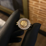 Anillo Leon Tribal 10gr T10 1/2 Dos Oros Blanco Amarillo
