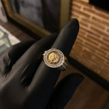 Anillo Leon Tribal 10gr T10 1/2 Dos Oros Blanco Amarillo