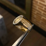 Anillo Leon Tribal 10gr T10 1/2 Dos Oros Blanco Amarillo