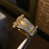 Anillo Signo Peso 9.1gr T10 Circones Blancos Dos Oros Rosa Amarillo