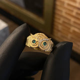 Anillo Buho 4.5gr T7 1/2 Texturizado Circones Blancos Verdes Oro Amarillo