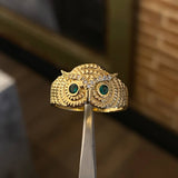 Anillo Buho 4.5gr T7 1/2 Texturizado Circones Blancos Verdes Oro Amarillo