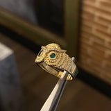 Anillo Buho 4.5gr T7 1/2 Texturizado Circones Blancos Verdes Oro Amarillo
