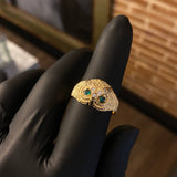 Anillo Buho  5.9gr T9 1/2 Texturizado Circones Blancos  Verdes Oro Amarillo