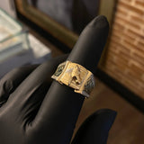 Anillo Caballo Cruz 8.9gr T10 Circones Blancos Dos Oros Blanco Amarillo