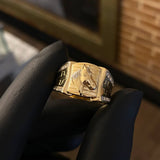 Anillo Caballo Cruz 8.9gr T10 Circones Blancos Dos Oros Blanco Amarillo