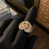 Anillo Herradura Caballo 8.35gr T10 Circones Blancos Tres Oros
