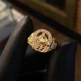 Anillo Caballo Herradura 5.2gr T10 1/4 Circones Blancos Verde Oro Amarillo