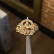 Anillo Caballo Herradura 5.2gr T10 1/4 Circones Blancos Verde Oro Amarillo