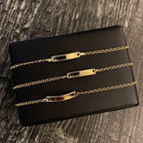 Pulso Aro Seguido 1.15gr / 12.5-14-5cm Placa Bebe Rectángulo Diamantado Oro Amarillo