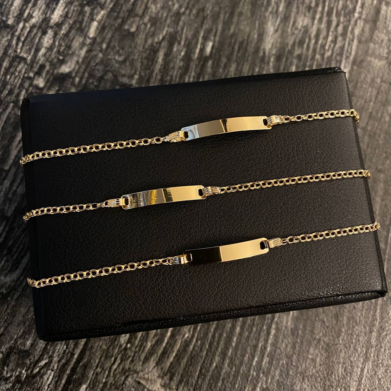Pulso Aro Seguido 1.2gr / 13-15cm Placa Bebe Rectángulo Oro Amarillo