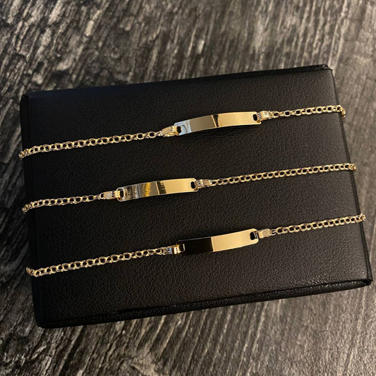 Pulso Aro Seguido 1.15gr / 12.5-14.5cm Placa Bebe Rectángulo Oro Amarillo