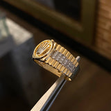 Anillo RX Corona 5.6gr T9 1/2 Circones Blancos Dos Oros Blanco Amarillo