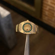 Anillo RX Corona 5.05gr T8 1/2 Circones Blancos Verdes Oro Amarillo